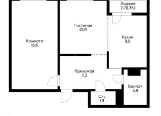 2-комнатная квартира на продажу, 50.4 м2, Краснодар, ЖК Новелла, Питерская улица, 40к1