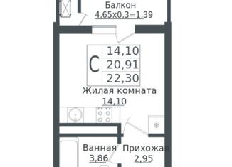 Квартира на продажу студия, 24 м2, Краснодар, ЖК Зелёный театр, улица Западный Обход, 39/1к6