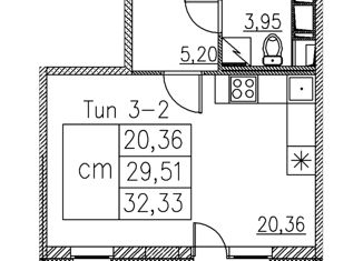 Продажа квартиры студии, 34.79 м2, поселок Бугры, ЖК Энфилд, аллея Ньютона, 2