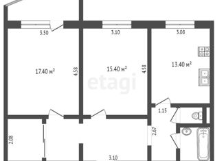 Продается двухкомнатная квартира, 74.22 м2, Тюмень, улица Энергетиков, 53к1