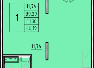 1-комнатная квартира на продажу, 39.29 м2, посёлок Шушары, Образцовая улица, 6к2