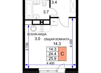 Продажа квартиры студии, 24.9 м2, Краснодар, улица имени Героя Ростовского, 8к2