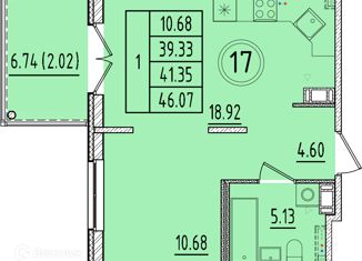 Продаю 1-комнатную квартиру, 39.33 м2, Санкт-Петербург, Образцовая улица, 6к2