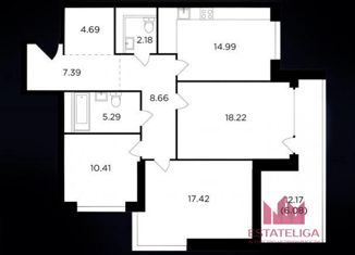 Продажа 3-ком. квартиры, 105 м2, Москва, Восточная улица, 4Ак5, ЖК Ривер Скай