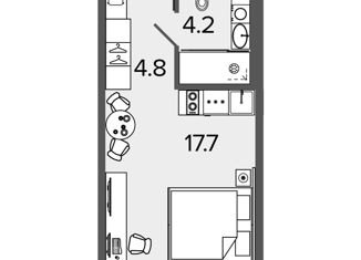 Квартира на продажу студия, 26.7 м2, Санкт-Петербург, Московский проспект, 103, метро Московские ворота