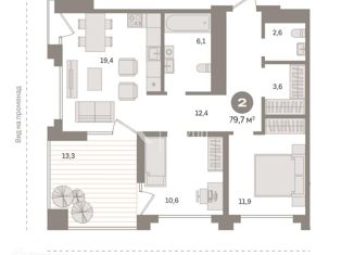 Продажа двухкомнатной квартиры, 80 м2, Тюмень, ЖК Европейский квартал, улица Газовиков, 44