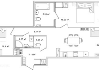 Продается 2-ком. квартира, 75.79 м2, Санкт-Петербург, Белоостровская улица, 10к1, метро Лесная