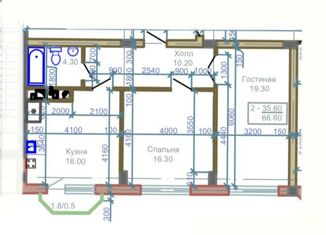 Продаю двухкомнатную квартиру, 66.6 м2, Нальчик, улица Идарова, 1А, район Телемеханика