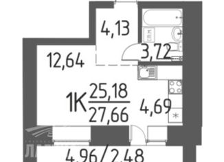 Продается 1-ком. квартира, 27.66 м2, деревня Кисловка, улица Василия Кандинского, 5