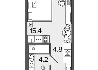 Продается квартира студия, 24.4 м2, Санкт-Петербург, метро Московские ворота, Московский проспект, 103