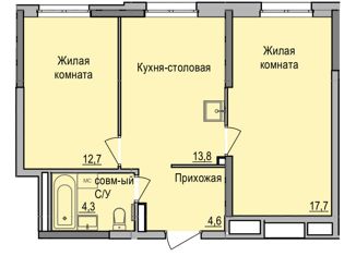 Продажа 2-комнатной квартиры, 53.1 м2, Ижевск, Цветочная улица, 10, жилой район Автопроизводство