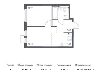 Продам двухкомнатную квартиру, 34.29 м2, село Остафьево, жилой комплекс Остафьево, к13