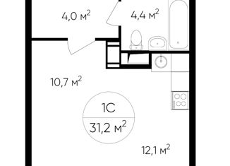 Продам квартиру студию, 30.6 м2, Москва, улица Маресьева, 6к2, ЖК Квартал Некрасовка