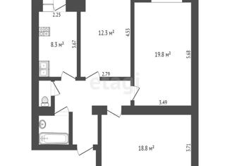 Продается трехкомнатная квартира, 72.1 м2, Тюменская область, Спортивная улица, 11/1