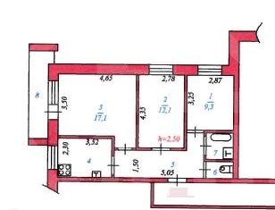 3-комнатная квартира на продажу, 59 м2, Пенза, улица Беляева, 45