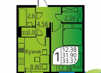 Продам 1-комнатную квартиру, 33.37 м2, Пермь, улица Гашкова, 55, ЖК Мотовилихинский