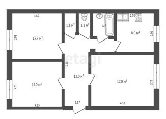 Продаю трехкомнатную квартиру, 72.7 м2, Симферополь, Киевская улица, 38