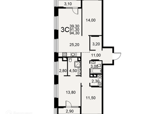 Продам трехкомнатную квартиру, 91.3 м2, Рязань, Московское шоссе, 49к1, район Московское шоссе