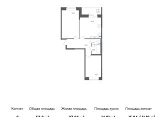 Продам двухкомнатную квартиру, 53.3 м2, Санкт-Петербург, Гудиловская улица, 6к1, ЖК Живи в Рыбацком