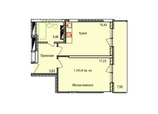 Продаю 1-комнатную квартиру, 43.8 м2, Новосибирск, Пригородная улица, 30