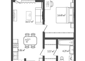 Продам 1-комнатную квартиру, 46 м2, Тюмень, ЖК Европейский квартал, жилой комплекс Европейский квартал, с34/11