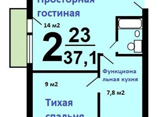 2-ком. квартира в аренду, 37.1 м2, Москва, улица Константина Симонова, 7, улица Константина Симонова