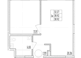 Продаю 1-ком. квартиру, 38.92 м2, Санкт-Петербург, метро Чёрная речка, Коломяжский проспект, 6к2