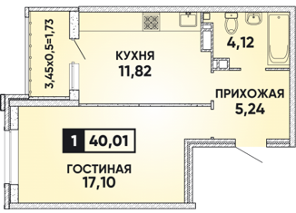 Продам однокомнатную квартиру, 40.01 м2, Краснодар, улица Григория Булгакова, 8, микрорайон Достояние