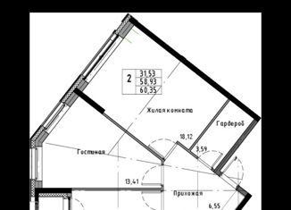 Продажа двухкомнатной квартиры, 60.3 м2, Санкт-Петербург, муниципальный округ Юнтолово, Планерная улица, 97к1