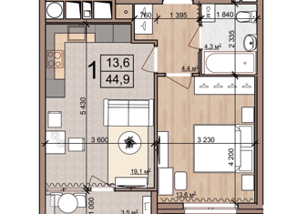 Продам 1-ком. квартиру, 40.3 м2, Рязань, Быстрецкая улица, 18к2, ЖК Еврокласс