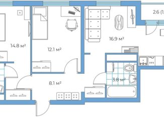 Продается 3-комнатная квартира, 60.3 м2, Ульяновск, ЖК Ультраград, бульвар Знаний