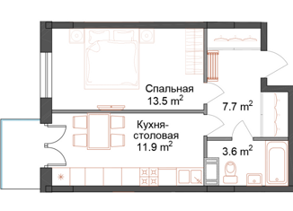 1-комнатная квартира на продажу, 37.48 м2, Санкт-Петербург, Днепропетровская улица, 7, муниципальный округ Лиговка-Ямская