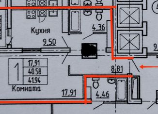 1-комнатная квартира на продажу, 41.9 м2, Самара, Пролетарская улица, 150, метро Московская