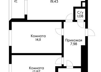 Продам 2-комнатную квартиру, 62.23 м2, посёлок Знаменский, Природная улица, 10Бк5