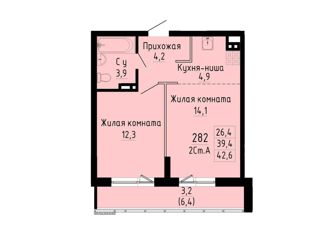 Продается 2-ком. квартира, 42.6 м2, Новосибирск, улица Коминтерна, 1с, метро Золотая Нива