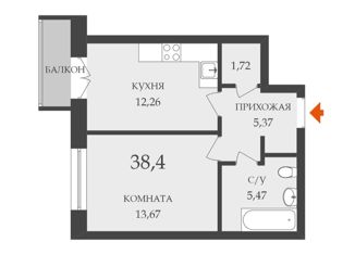 1-комнатная квартира на продажу, 38.49 м2, Санкт-Петербург, ЖК Георг Ландрин, Большой Сампсониевский проспект, 77