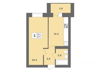 Продам 1-ком. квартиру, 37 м2, Уфа, улица Мечтателей, 10, Дёмский район