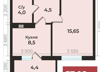 Однокомнатная квартира на продажу, 39 м2, Ставрополь, ЖК Европейский-3, улица Рогожникова, 23