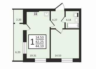 Продам 1-комнатную квартиру, 44.1 м2, Воронеж, улица 9 Января, 68Л, ЖК Современник