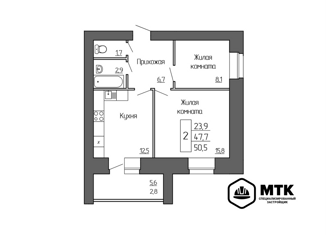 Продаю 2-ком. квартиру, 50.5 м2, Благовещенск, Крестьянский переулок, 28