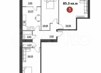 Продается 3-комнатная квартира, 85.3 м2, Самара, метро Российская