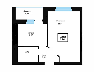 Продаю 1-комнатную квартиру, 38 м2, Самара, 1-й квартал, 64, Красноглинский район