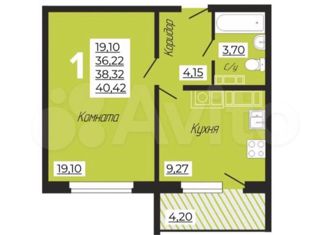 Продажа 1-комнатной квартиры, 40.4 м2, деревня Киселёвка, Изумрудная улица, 7