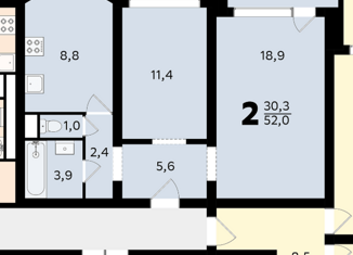 Продам 2-ком. квартиру, 53 м2, Москва, улица Верхние Поля, 33к1