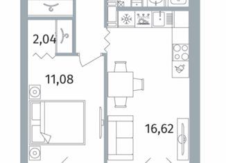 Продам однокомнатную квартиру, 43.8 м2, городской посёлок Новоселье, ЖК Ньюпитер, Невская улица, 5/7