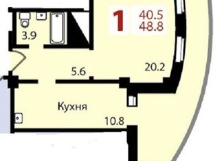 Продажа 1-ком. квартиры, 57 м2, Красноярский край, Соколовская улица, 80А
