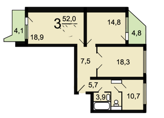 Продается 3-ком. квартира, 81.4 м2, Москва, Ялтинская улица, 2, Ялтинская улица