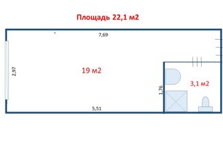 Квартира на продажу студия, 22.1 м2, посёлок Парголово, Толубеевский проезд, 8к2