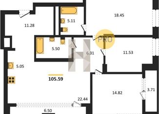 Продаю трехкомнатную квартиру, 105.59 м2, Новосибирск, улица Аэропорт, 1/3, ЖК Легендарный-Северный