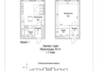 Продаю 1-комнатную квартиру, 36.1 м2, Кемерово, Рудничный район